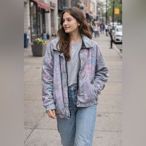 🎀Vintage🎀 Forrester’s GORE-TEX 80s Retro Floral Jeweltone Windbreaker Sz Large